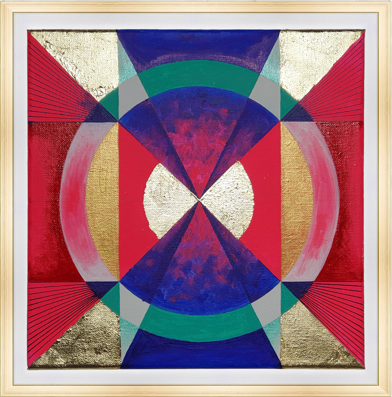 cadre-seul-covid-art-J16-hypnotique-vibrations-dore-bleu-rose-atelier-zz-tableau-deco