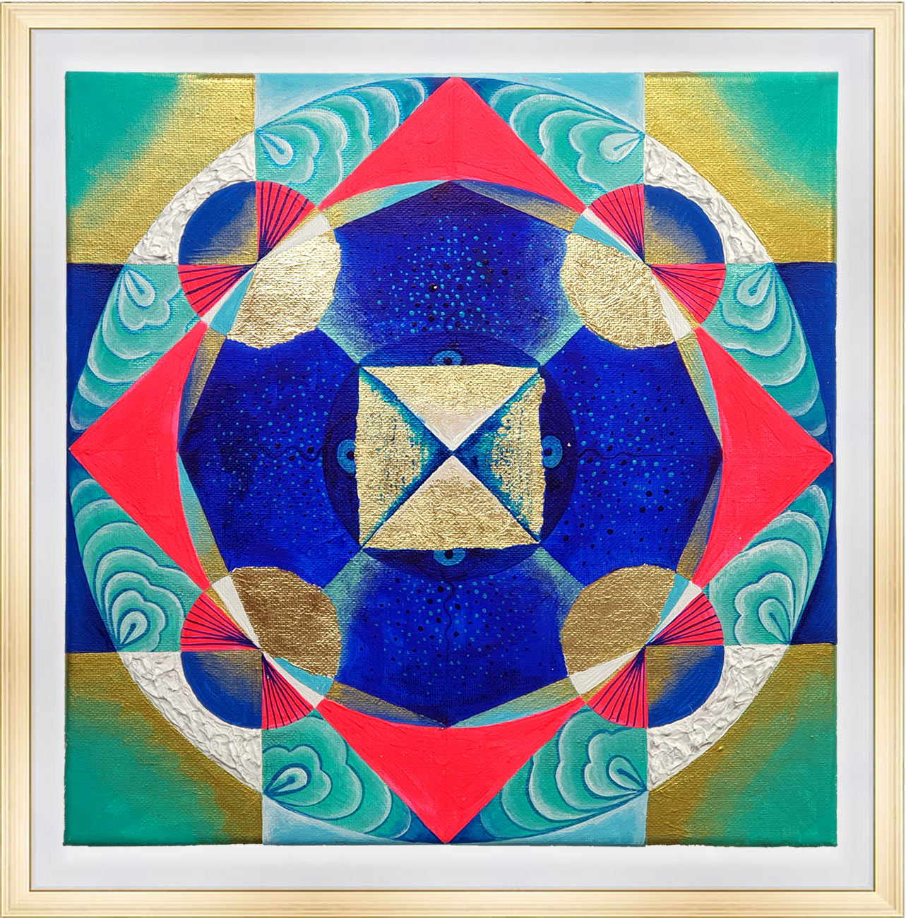tableau-seul-ancadre-covid-art-J16-hypnotique-vibrations-dore-bleu-rose-atelier-zz-tableau-deco